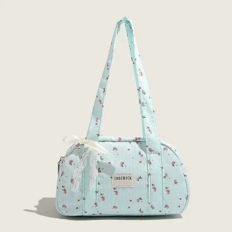 

Bloom Fairy Core Floral Canvas Handbag Tote Wallet Women New Large Capacity Shoulder Bags Ladies Vintage Y2k Bag Aesthetic