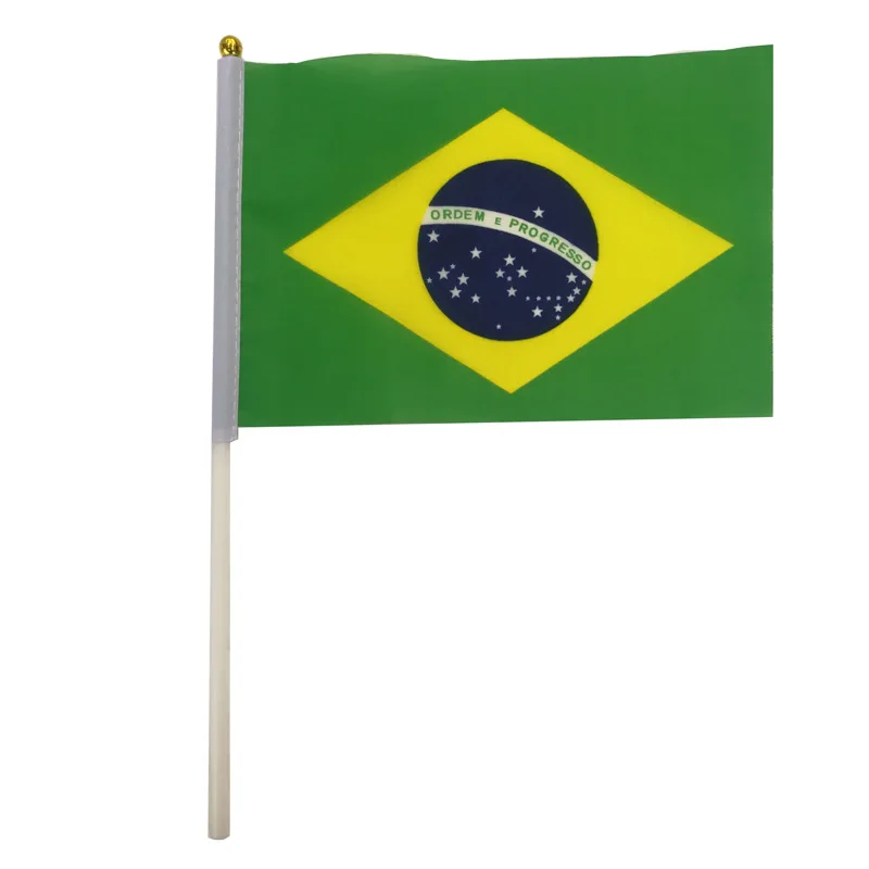 10 Pcs/lot Brazil Hand Waving Flags 14x21cm Brazil Flag Wholesale