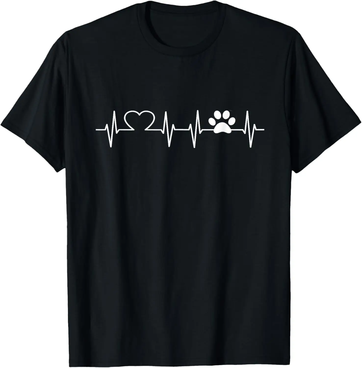 Print Heartbeat Dogs and Cats Lovers Men Women Kids Paw T-Shirt