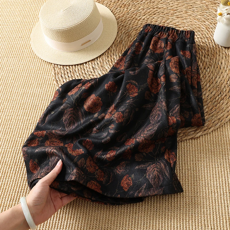 Warmth And Style Fish Tail Half Skirt Floral Print Thickened Artistic Spring Autumn Large Size Fashionable Versatile Long Skirt