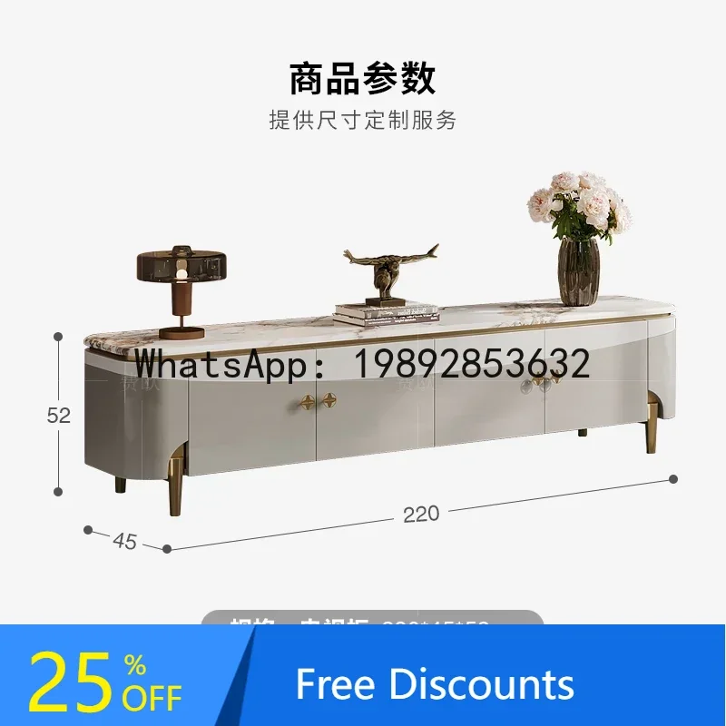 

FF light luxury TV cabinet high-end living room bright marble paint floor cabinet coffee table combination