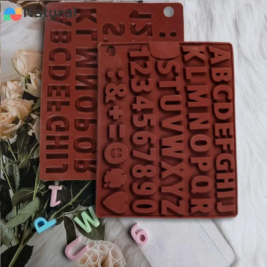 English Letter Silicone Chocolate Mold Alphanumeric Candy Biscuit Jelly Ice Baking Mould Cake Decor Soap Candle Making Set Gifts view 2