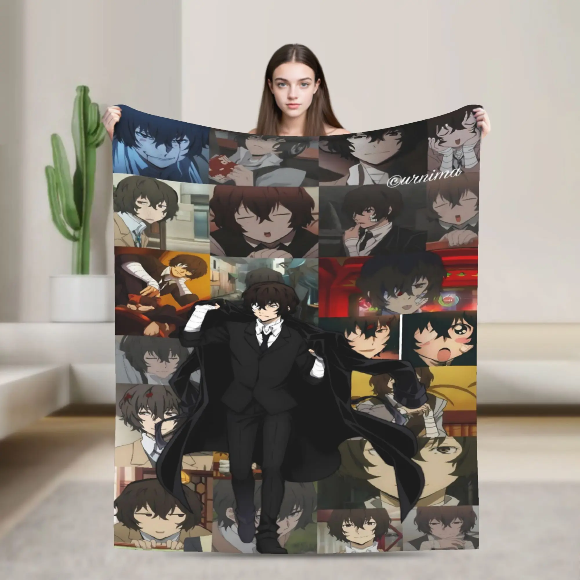 Dazai Bungo Stray Dogs Blanket  Super Soft Funny Plush Bedding Throws For Bedroom Decorative Flannel Bedspread Bed Cover