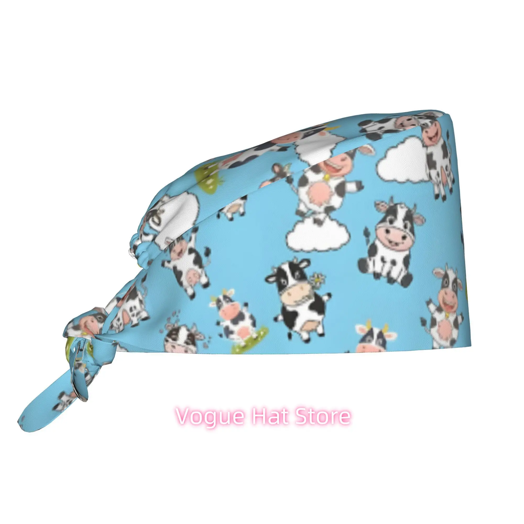 1pc of a Work Cap Featuring Printed Cows in The Clouds, Designed for Both Men And Women. This Adjustable, Lightweight Cap Includ