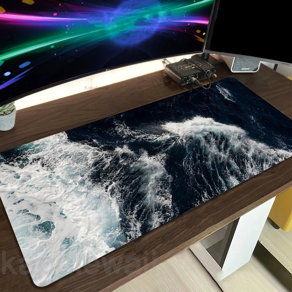 

Sea Waves Gamer Mousepad Large Gaming Mouse Pad Locking Edge Mouse Mat Game Accessories Keyboard Pads 900x400mm Desk Mat