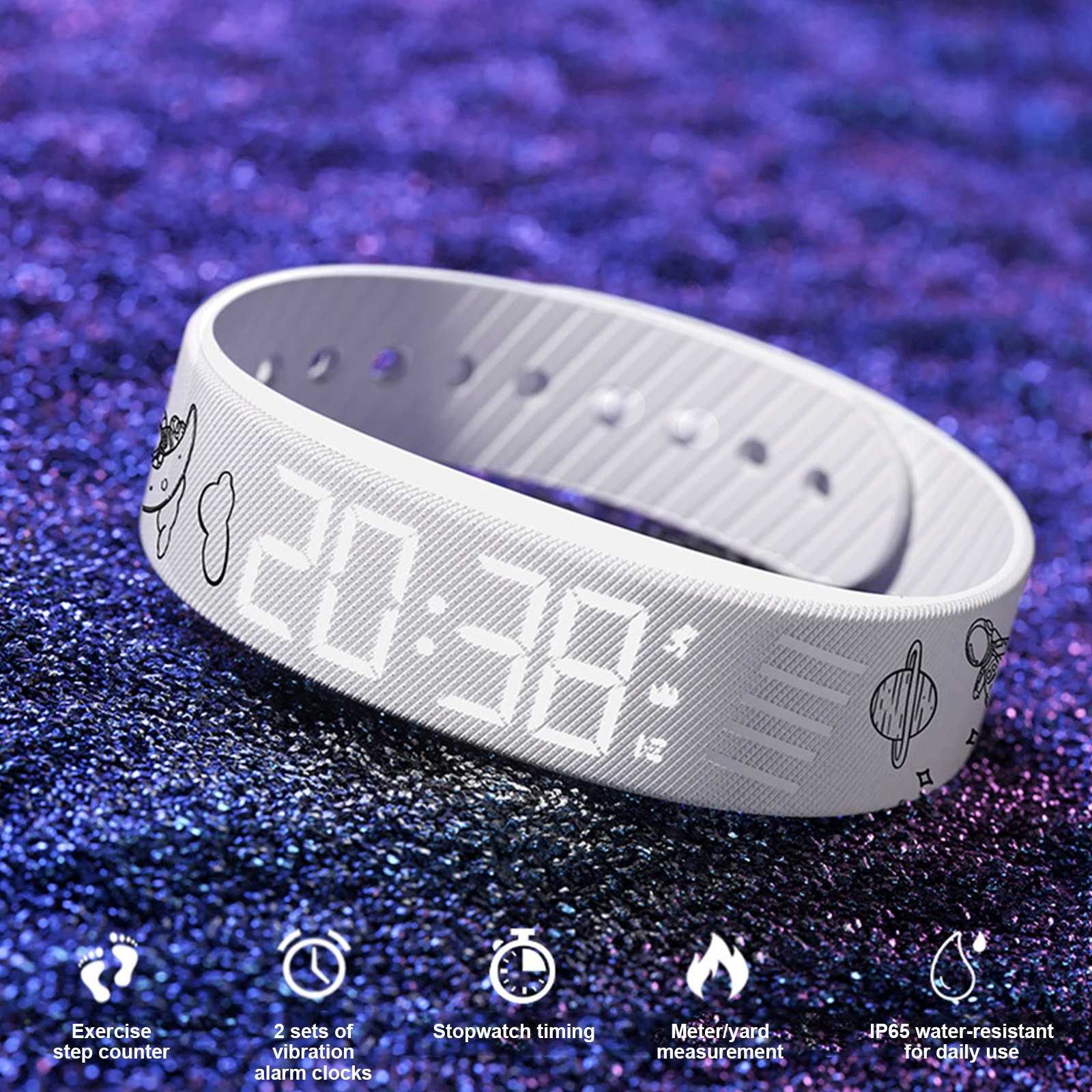

Alarm Clock Watches with Step Counter Pedometer Silent Vibration Alarm Watch Rechargeable for Heavy Sleepers Students