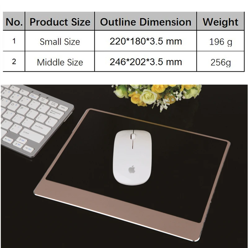 Aluminum Mousepad Gaming Mouse Pad Metal Thin Computer Mouse Pads Gaming For Macbook Waterproof Anti skid on the whole back