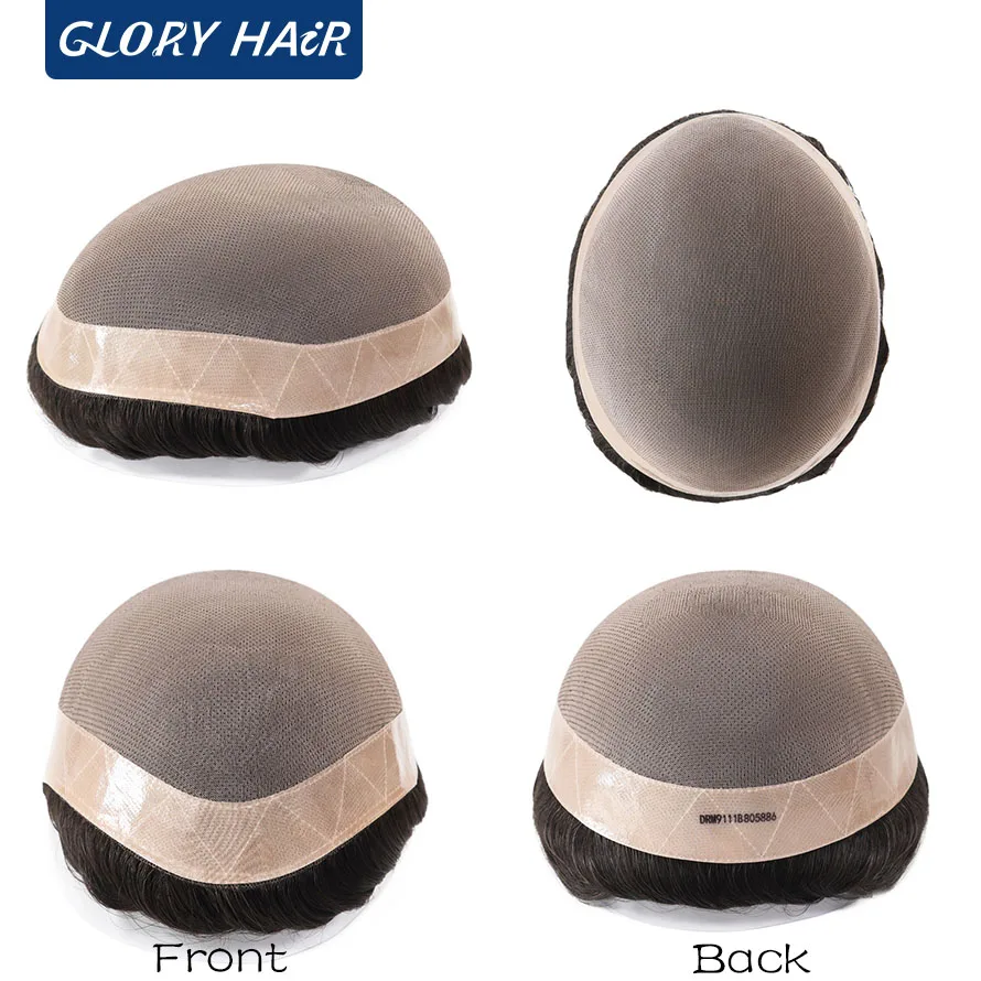 DMC 5 "الرجال الشعرية الاصطناعية نظام الشعر البشري الهندي 130% الكثافة عالية الجودة دائم غرامة خصلات شعر أحادية شعر مستعار رجل