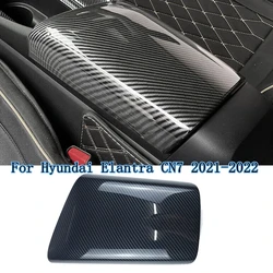 For Hyundai Elantra 2021-2022 Carbon Fiber Console Armrest Box Cover Trim Protector Auto Accessories