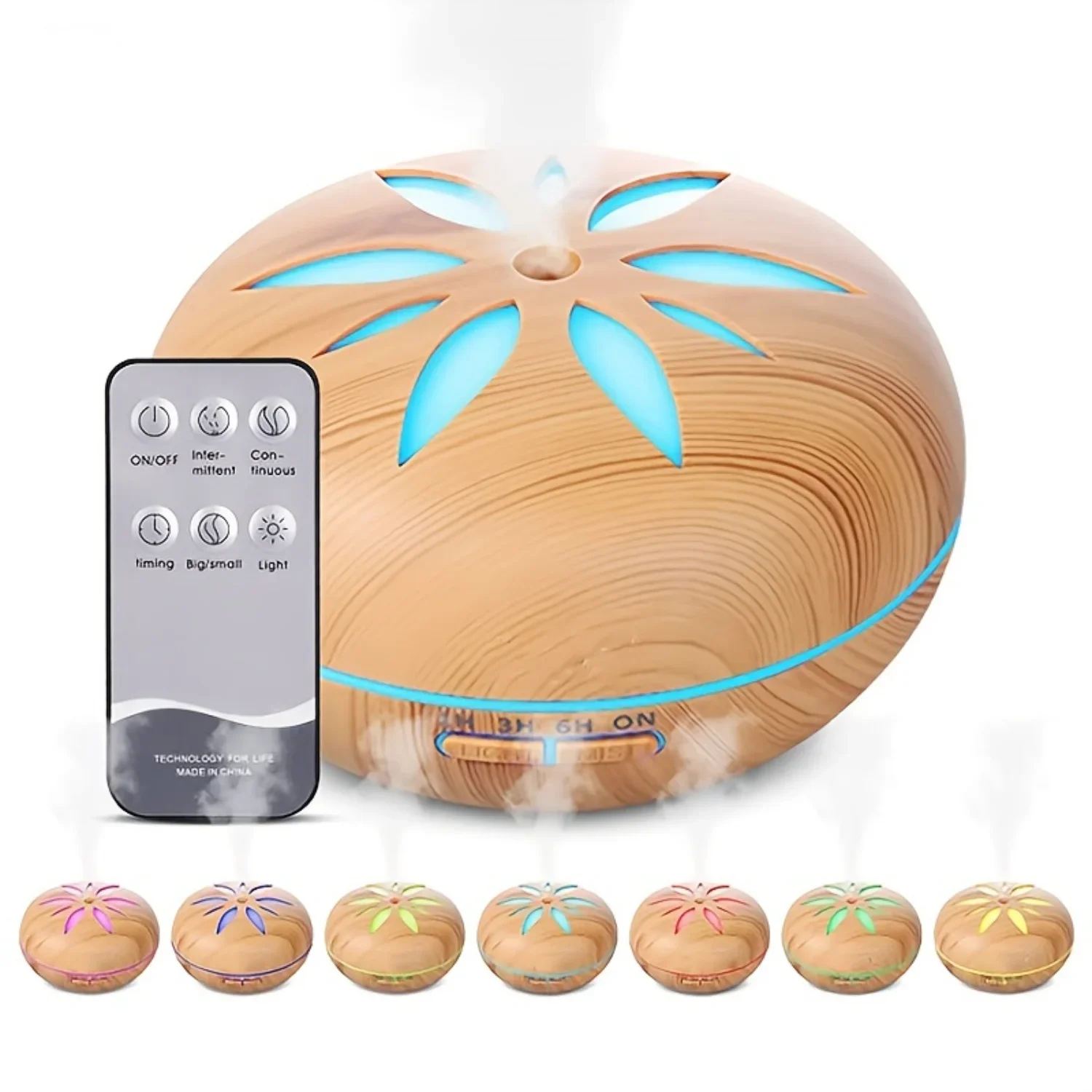 Wooden Ultrasonic Essential Oil Diffuser with Large Capacity Remote Control - Aromatherapy Humidifier for Home and Office - Air 