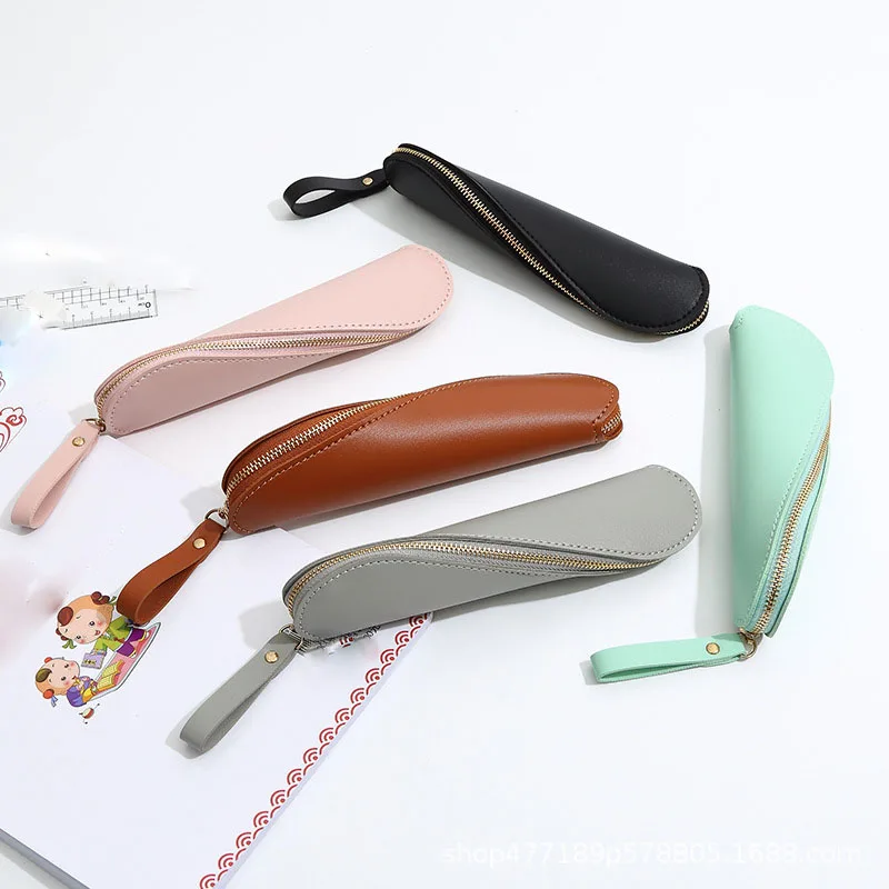 

Держатель для ручек из искусственной кожи ручной работы, S-образный пенал на молнии, школьный пенал, рукав для ручек, органайзер, чехол, карман