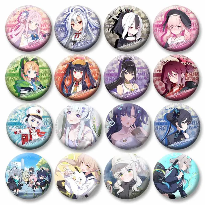 Cartoon Game Blue Archive Badge Handmade Round Snap-in Brooch Cartoon Shirasu Azusa Tendou Arisu Button Pin for Clothes Backpack