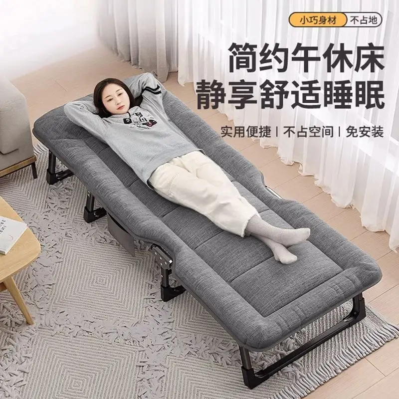 Folding Bed Portable Grey Soft Padded Nap Cot No Assembly Space Saving Foldable Sleeping Bed For Office Home Bedroom Rest