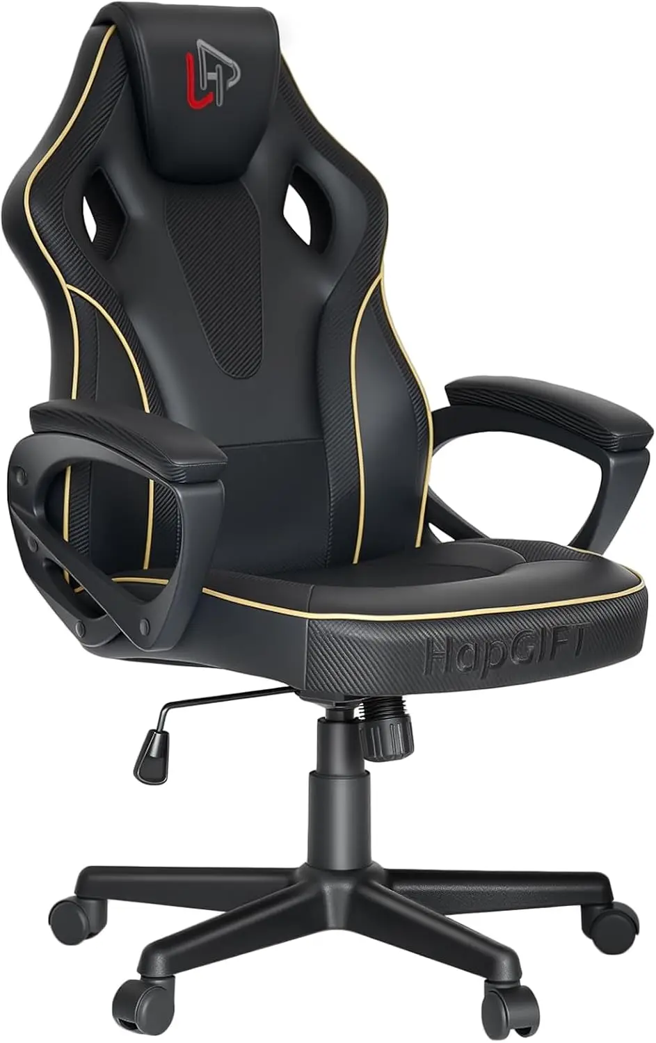 Silla ergonómica para juegos con reposabrazos articulados, estilo de carreras de cuero PU, altura ajustable, capacidad de 300 libras para adultos y adolescentes, color negro