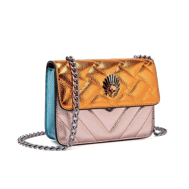 Mini bolsa pequena dourada, nova bolsa de corrente em forma de diamante da moda primavera e verão, bolsa crossbody envelope vermelho de alta qualidade B4