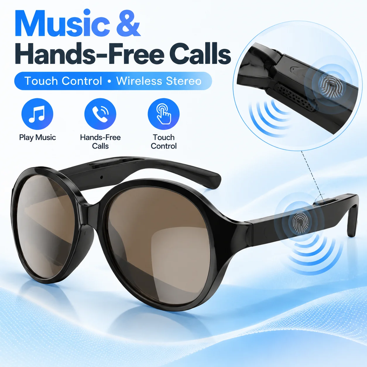 G08 Bluetooth Audio Sunglasses Wireless Stereo Glasses Touch Control Hands-Free Calling Bluetooth 5.3