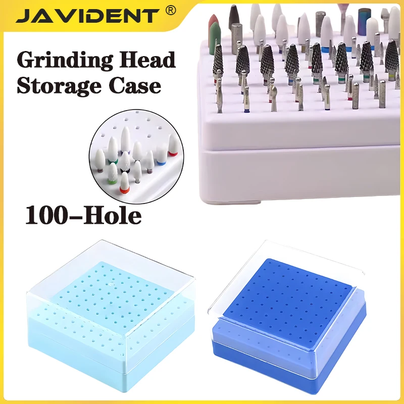 1Pc 100 Holes Nail Art Drill Storage Box Grinding Polish Head Bit Holder Display Nail Drill Bits Organizer Plastic Nail Stand