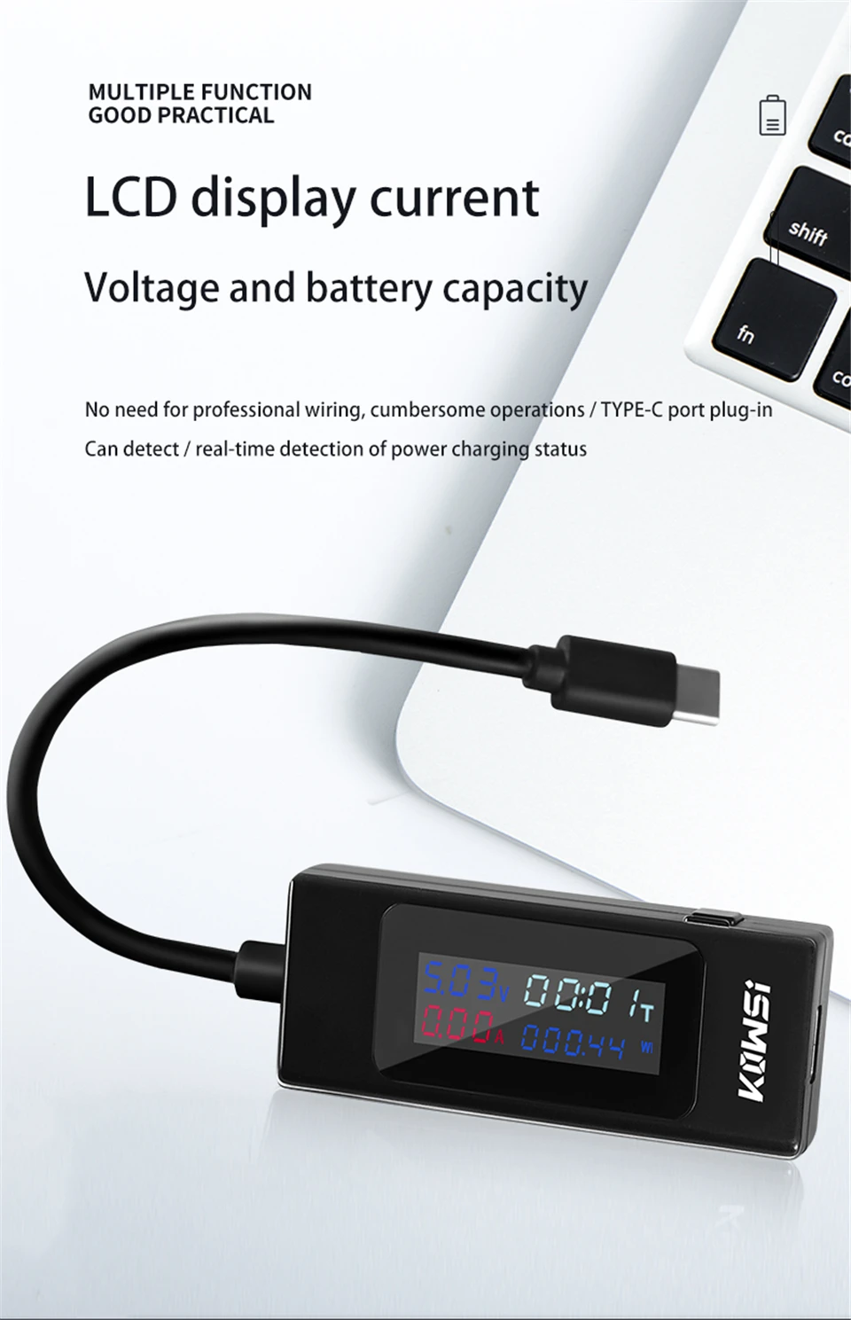 Typ-C Tester 4-30V 6,5A Spannungs- und Strommessgerät Farbbildschirm Zwei-Wege-Test Amperemeter Anzeige Powerbank-Ladegerät-Detektor – Detail 4