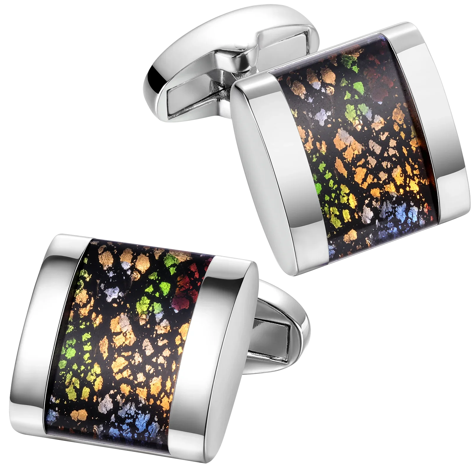 Men's Fancy Glazed Stone Cufflinks Suit French Shirt Cuff Accessories for Wedding And Business Suitable with Box