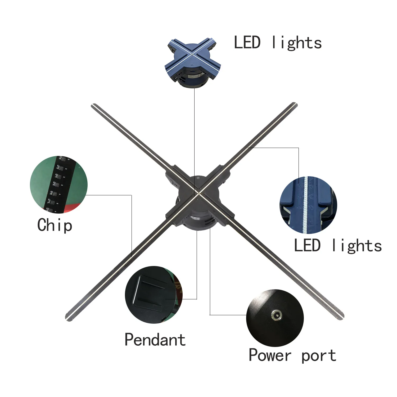70cm 16GB Holographic LED Fan Display for Advertising 3D Hologram Projector Light for Smart Home Office Decor Entertainment