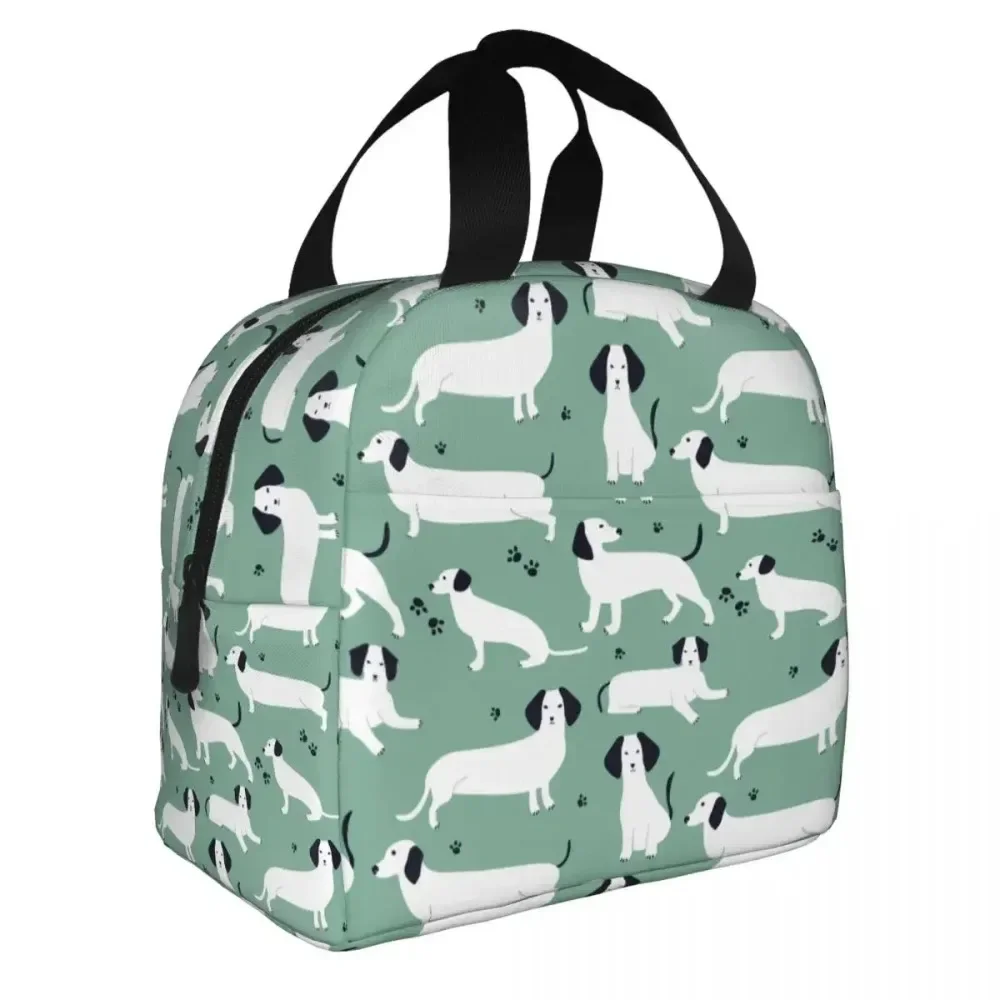 Lunch Bags for Men Women Dachshund Dog Insulated Cooler Portable Picnic Oxford Lunch Box Bento Pouch