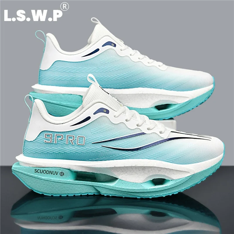 Men's Casual Sports Shoes, Couple's Style 9Pro, Men's Racing Running Shoes, Trendy Gradient Mesh Sports Shoes, Hollow-Out Suspension Thick-Soled High-Elastic Shock-Absorbing Running Shoes, Breathable, Lightweight, Wear-Resistant Outdoor Fitness Training Sports Shoes - view 6