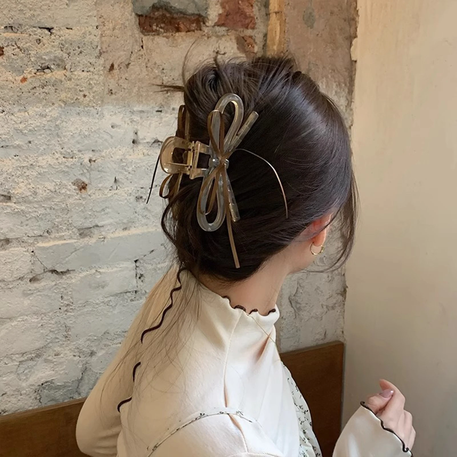 2025 neue Acryl Haar Klaue Band Bogen Transparent Shark Greifer Für Frauen Mädchen Sommer Im Freien Einfache Haar Zubehör 12 cm – Detail 6