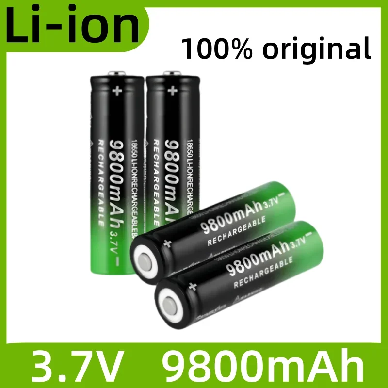 Baterías de litio recargables para linterna, 100%, 18650, 18650, 3,7 V, 9800mah, Cargador USB