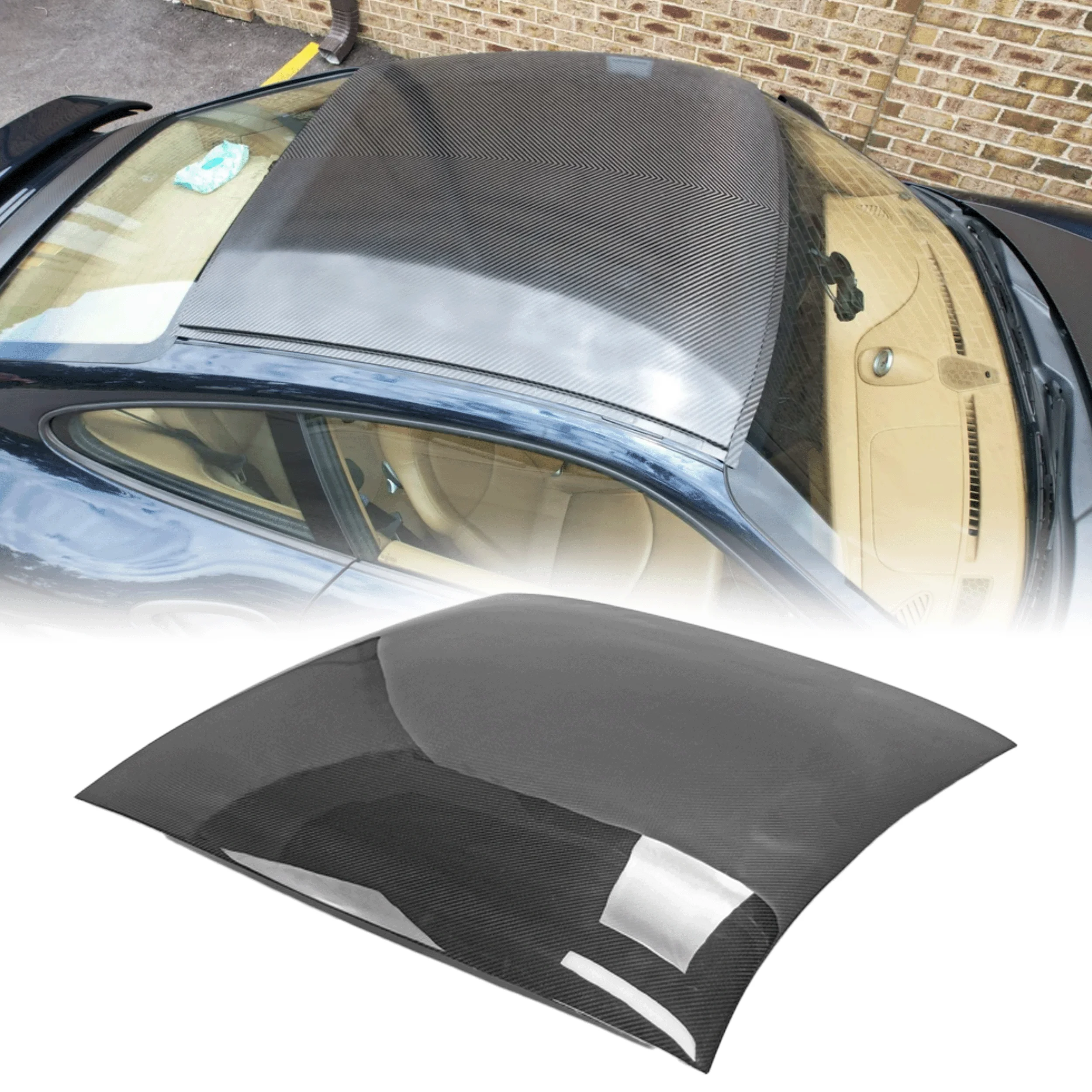 

Applicable toWell-made Carbon Auto Roof for PORSCHE BOXSTER CAYMAN 987 2006-2012 EPA Design(Stick on Type)