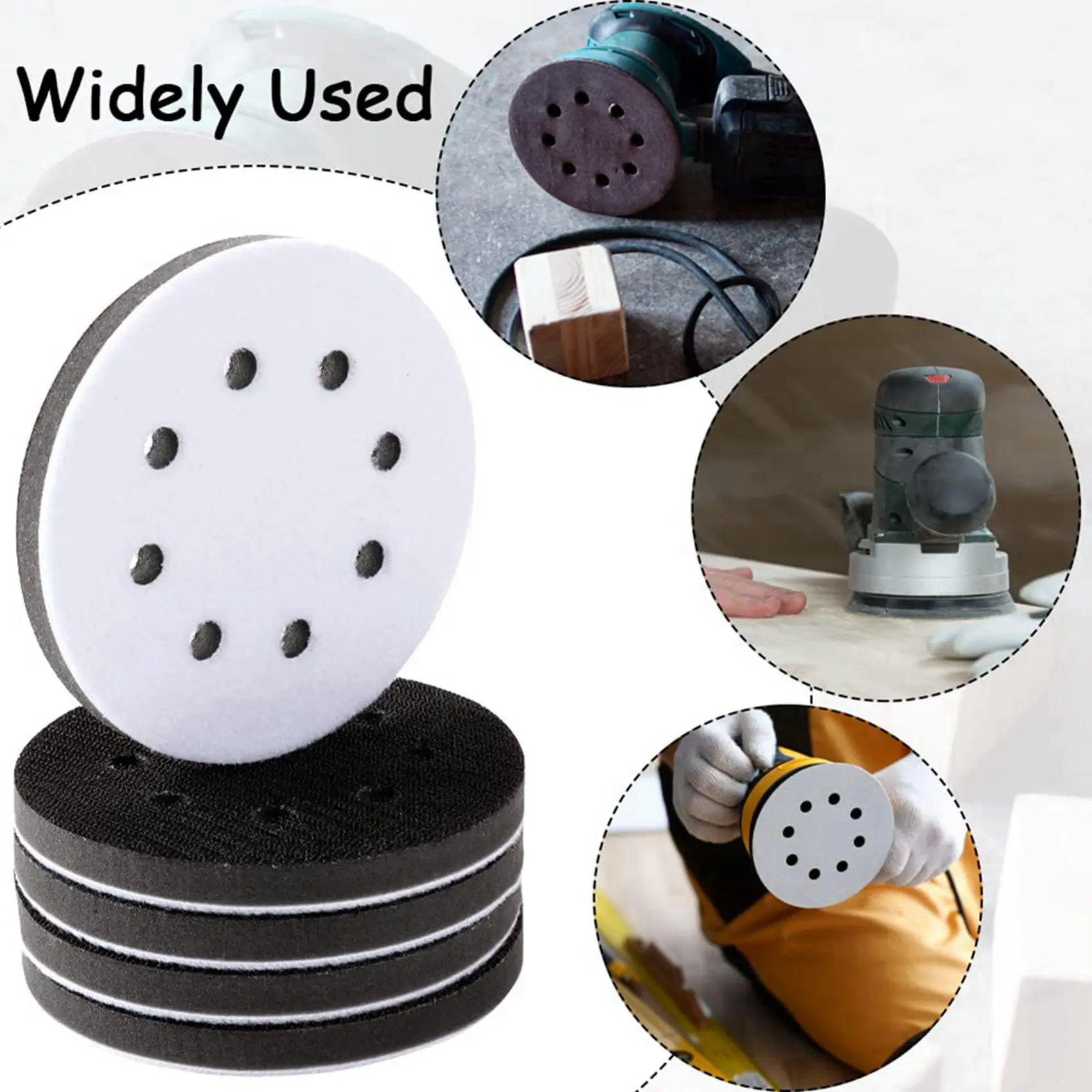 AT29-20 Pack Soft Density Interface Pads 5 Inch 8 Holes Hook And Loop Sponge Cushion Buffer Backing Pad Foam Interface Pads
