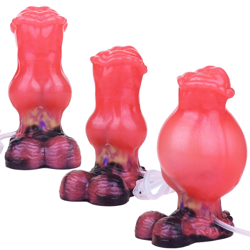 NNSX Ejaculating Horse Penis Inflatable Dildo Silicone Butt Plug Squirting Anal Plug Penetration Anal Dilator Sex Toys For Women