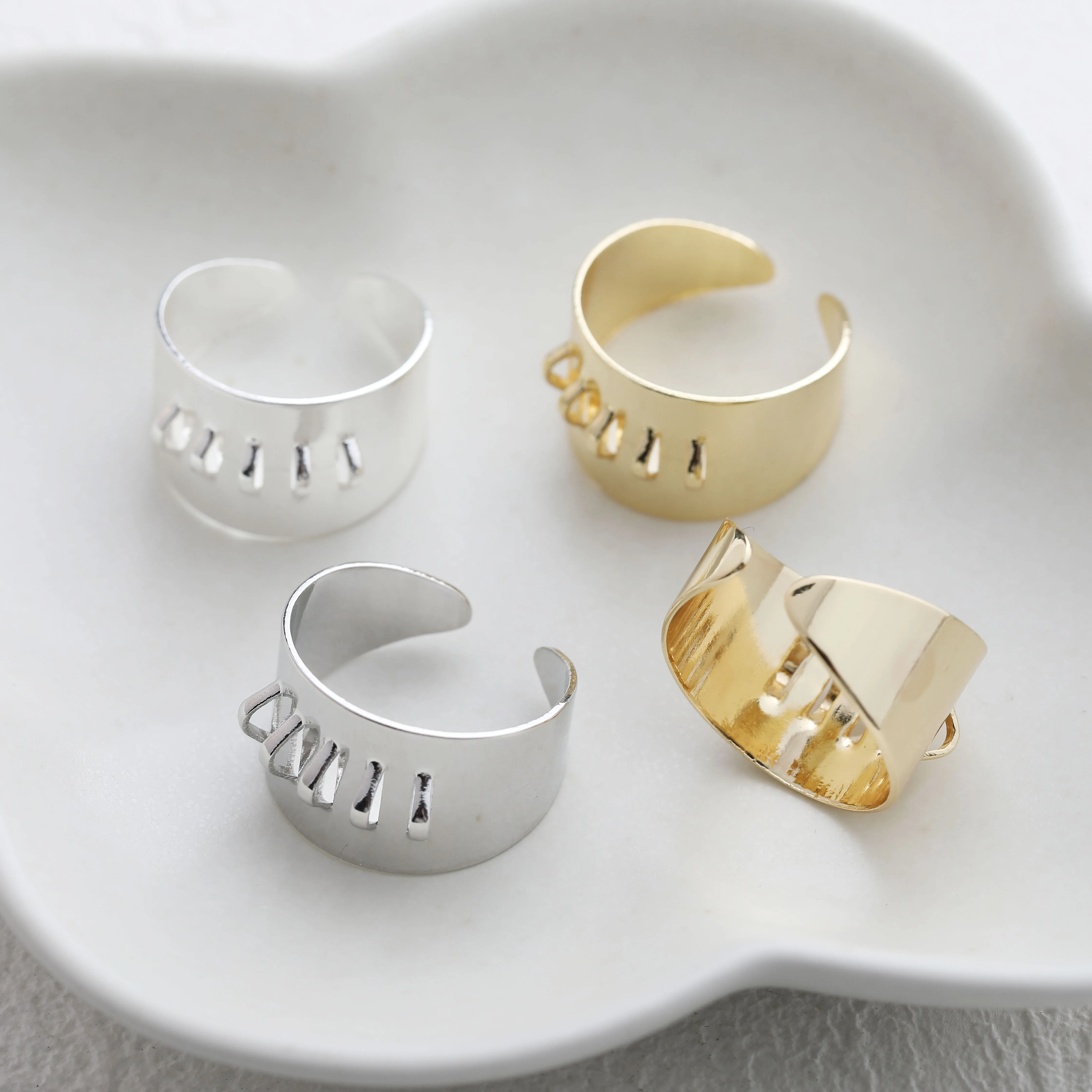 

4 шт., 14 К позолоченная латунь, винтажное кольцо, основа для колец, ювелирные изделия, принадлежности для самостоятельного изготовления, аксессуары из материала ручной работы