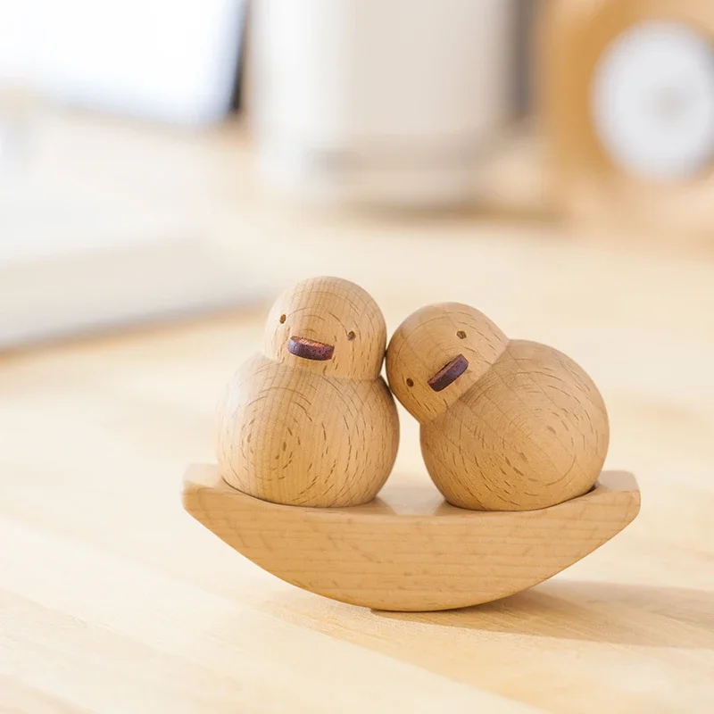 

Creative Couple Decoration Office Desktop Wooden Style Wooden Duck Friendship Birthday Valentine's Day Modern Memorial Day