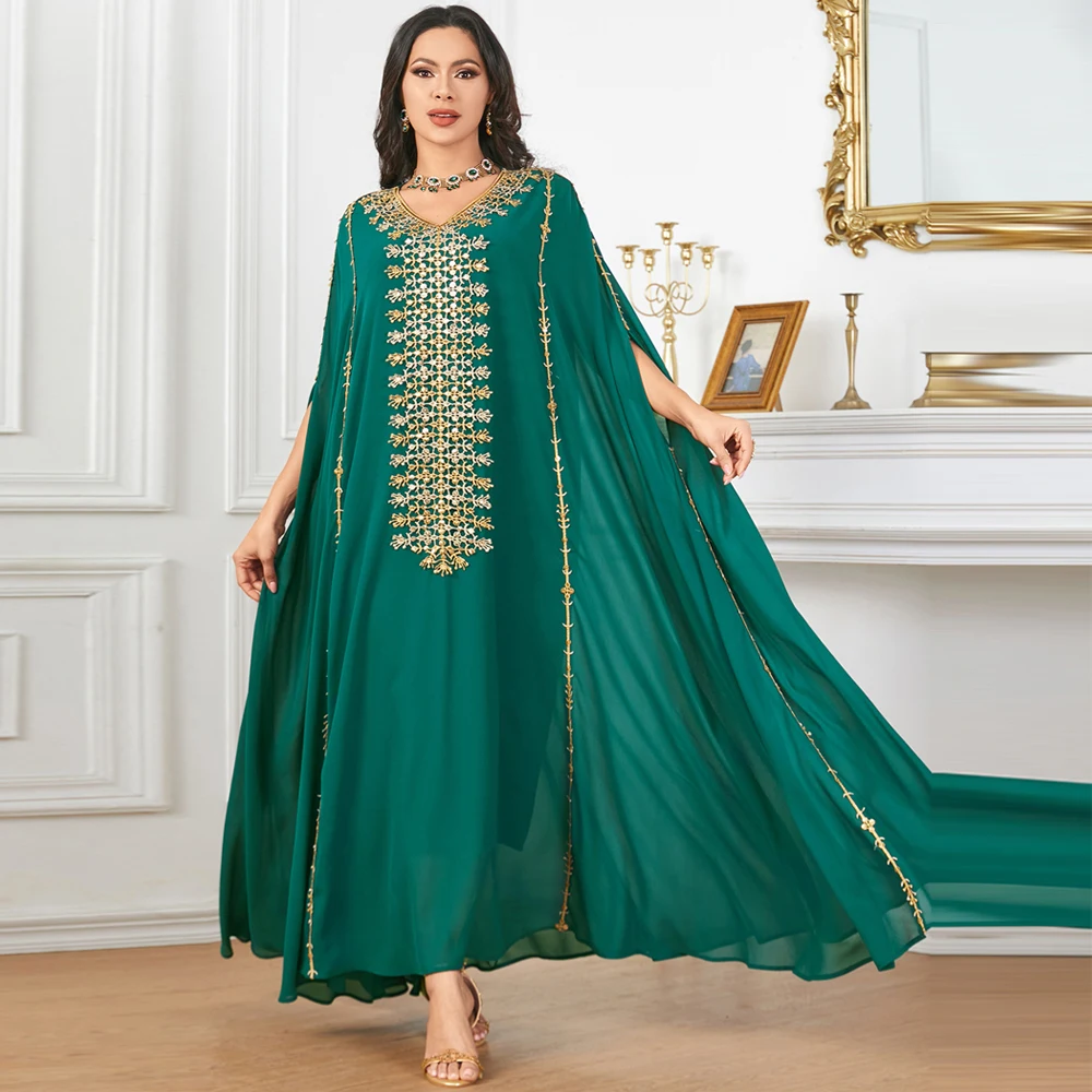 

Dubai Abaya Muslim Women Chiffon Evening Dress Party Gown Cloak Jalabiya Turkey Kaftan Kebaya Caftan Marocain Femme Robe Gown
