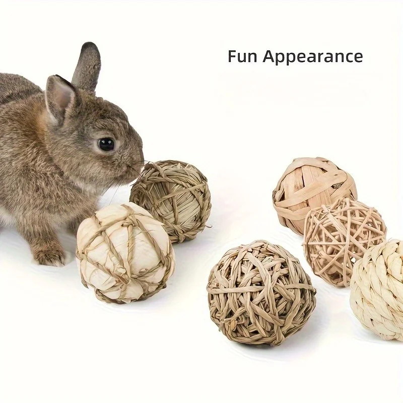 لعبة أنشطة طبيعية قابلة للمضغ، كرة حيوانات أليفة ممتعة وقش القش مناسبة لخنازير شينشيلا وخنازير غينيا والأرانب والهامستر وغيرها من الحيوانات الصغيرة #1
