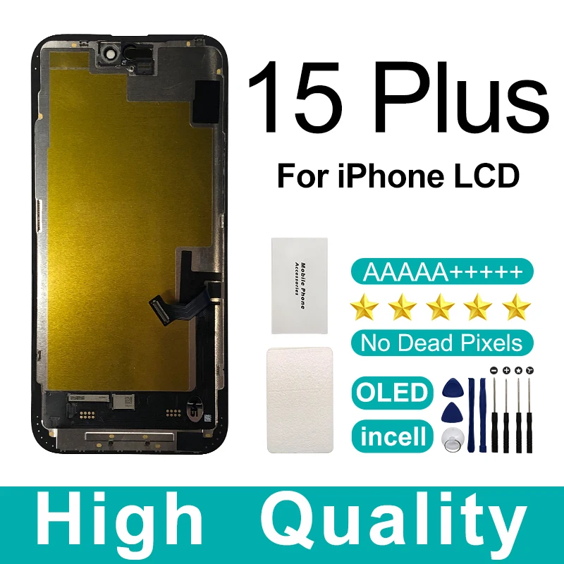 15 Plus OLED Pantalla Para iPhone 15 Plus LCD Display Incell Con 3D Touch Screen Assembly Factory Display Replacement Digitizer 2