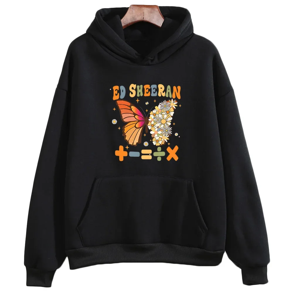Women's Ed Sheeran Tour Sweatshirt Hoodie, Autumn and Winter Wool with Pockets, Oversized O-neck Pullover