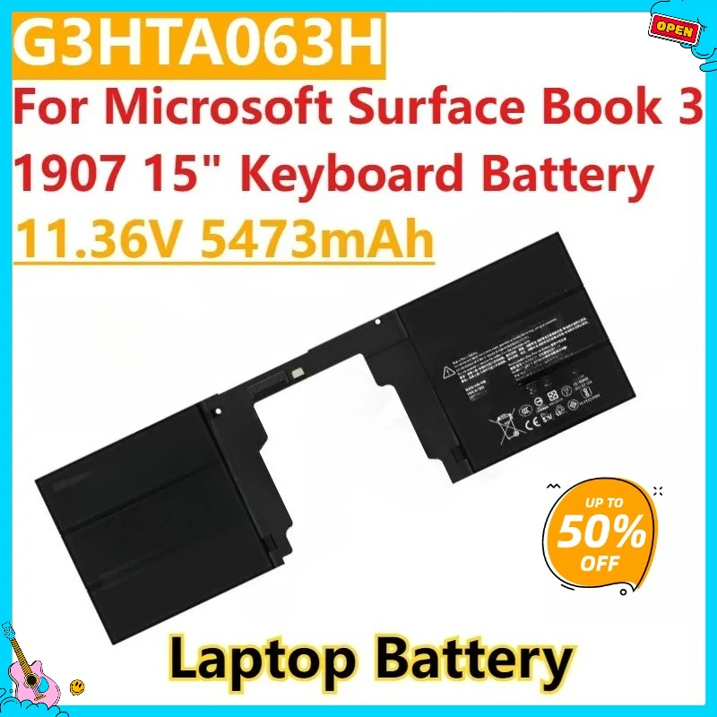 

New G3HTA063H G3HTA062H Laptop Battery 11.36V 5473mAh For Microsoft Surface Book 3 1907 15" Keyboard Battery