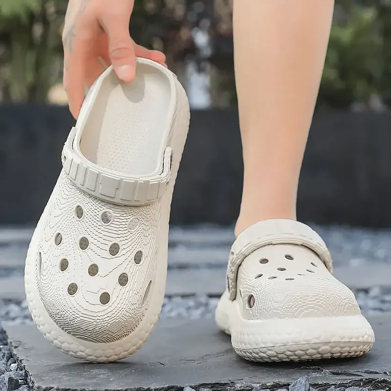 

Открытые мужские сандалии, домашние тапочки с мягкими отверстиями, купите носок из ПВХ Eva 39, тренд 2025, японская повседневная дешевая мужская обувь жидкого цвета