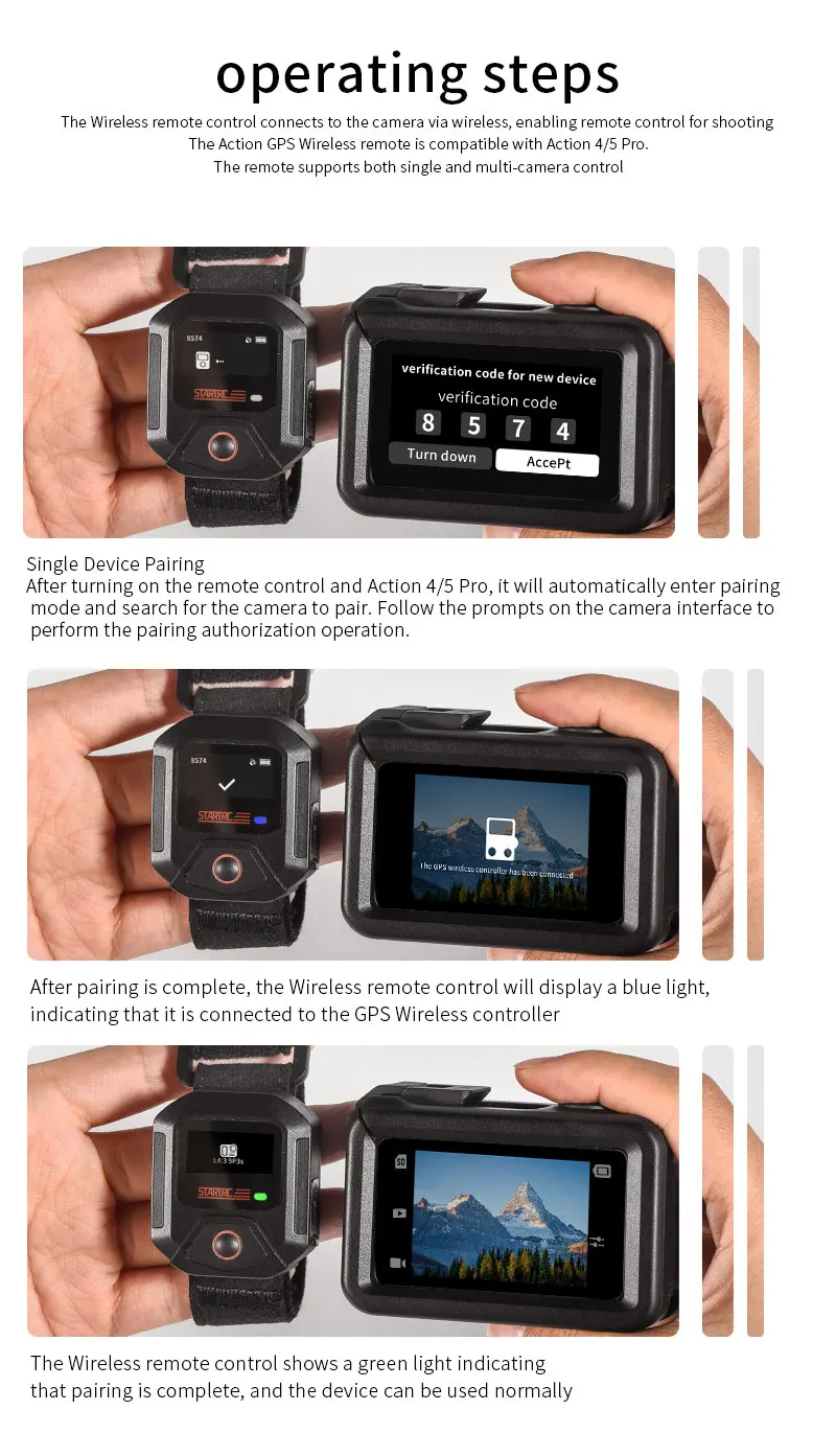 Action 5 Pro GPS Bluetooth-Fernbedienung für DJI Action 6 4 Sportkamera-Zubehör 25M Drahtlose Fernbedienung Armbanduhr – Detail 12