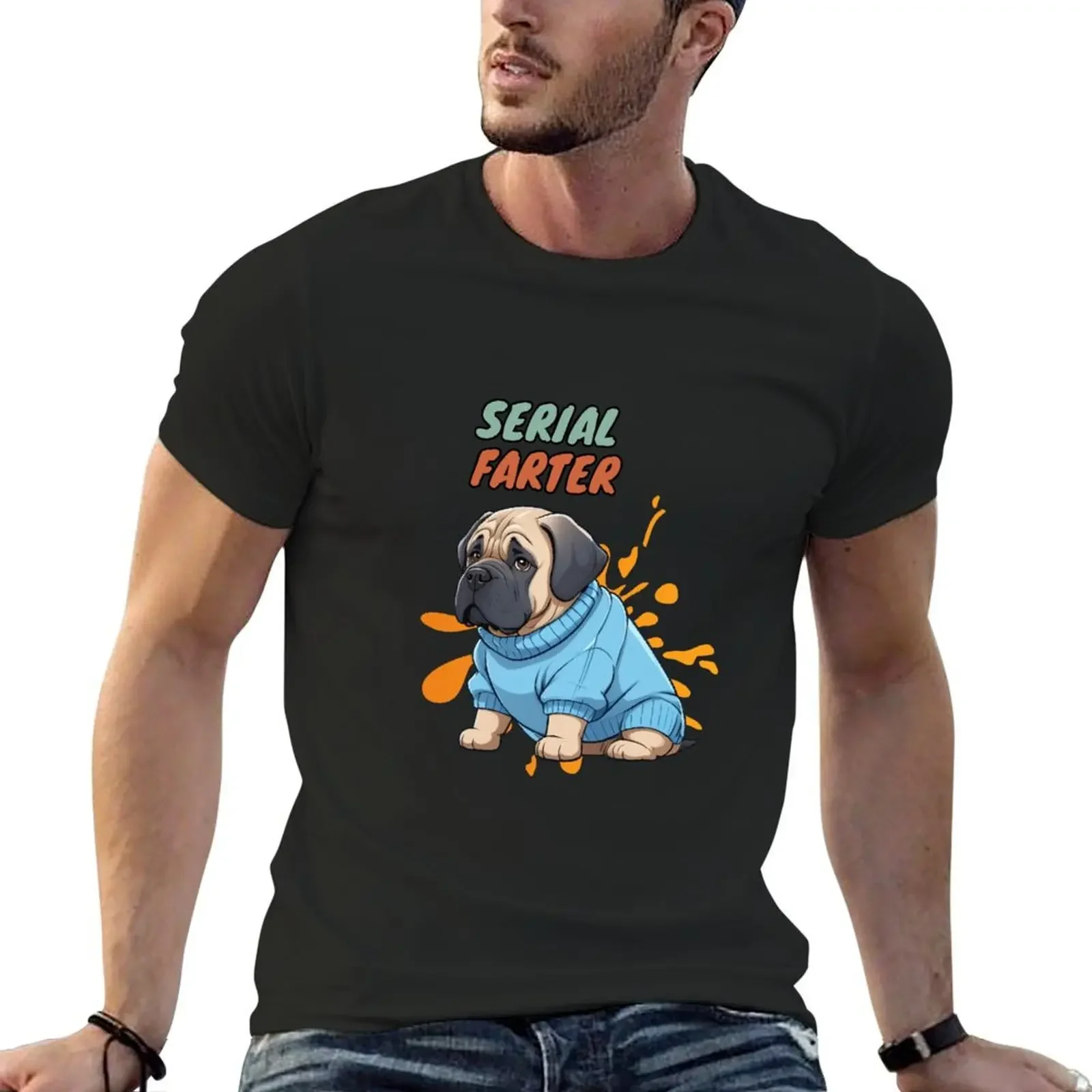 Cute bull mastiff - serial farter T-Shirt anime clothes boys animal print for a boy t shirts for men