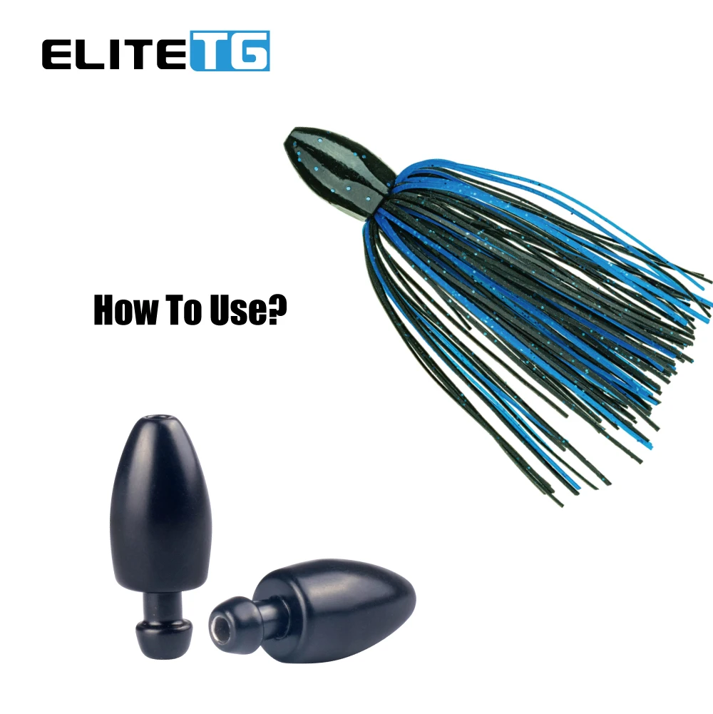 

Elite TG 5PCS Tungsten Skirted Punch Fishing Weight 28g 35g 42g 56g Texas Rig Rubber Skirt 1Oz-2Oz Jig Head Lure Accessories