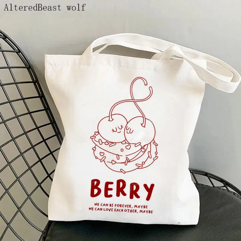 

Fashion Women Shopper Handbags The Boyz Sunwoo Berry Custom Environmental Storage Reusable Canvas Shoulder Tote Bag school bag