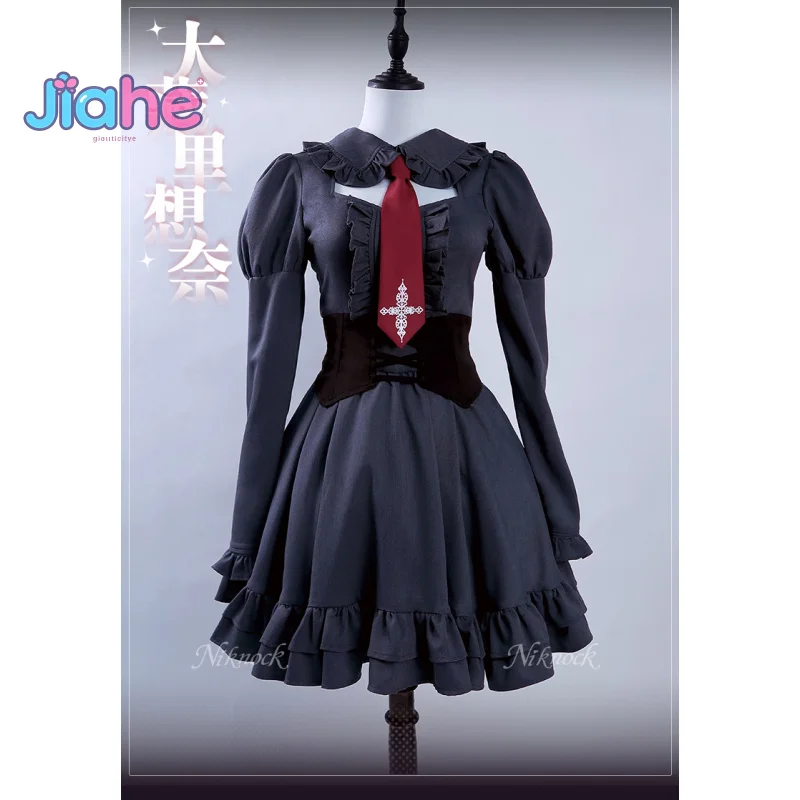 

Rikuna Ookura Anime Tsuki ni Yorisou Otome no Sahou Cosplay Costume Halloween New Sweet Women's Man Dress Tie Socks Uniform Set