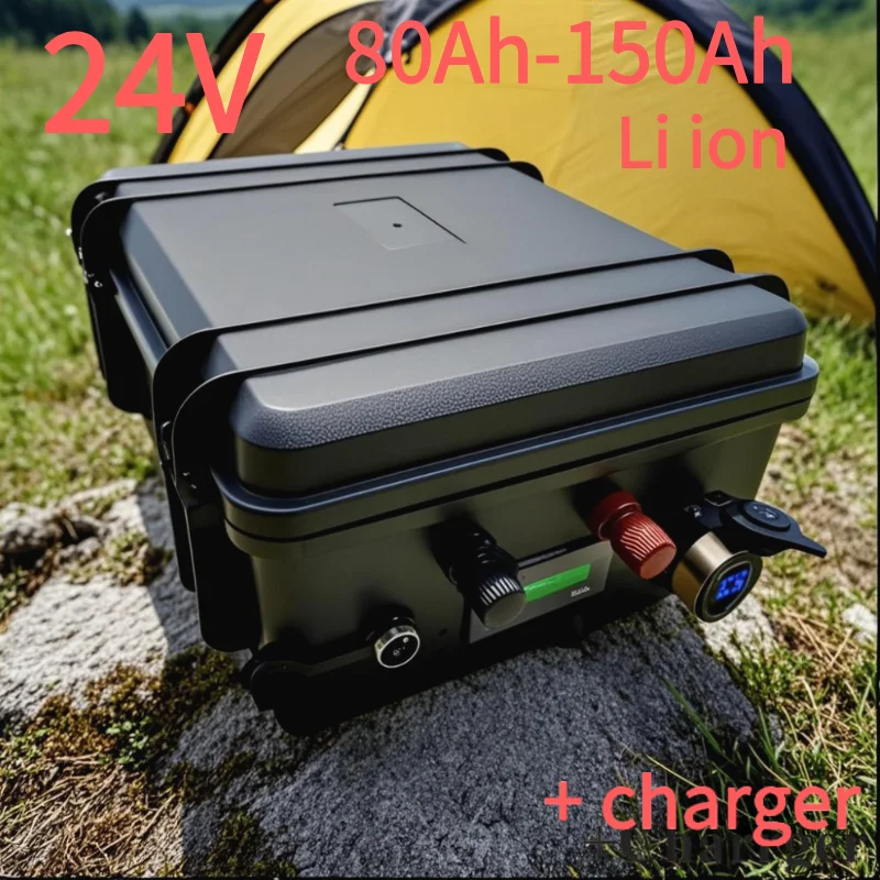 Li ion 24v 80AH 100AH 120AH lithium battery BMS 2000W for RV AGV Air conditioner heater Solar energy storage + 10A charger