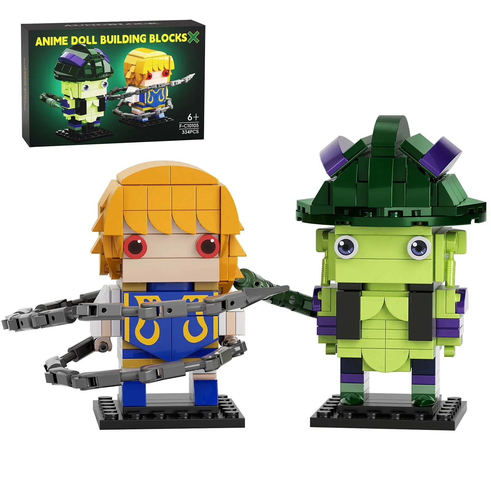 Anime Cartoon Character Hunters Building Block Kurapika & Meruem Square Head Figures Assembly Model Puzzle Kid Toy Birthday Gift