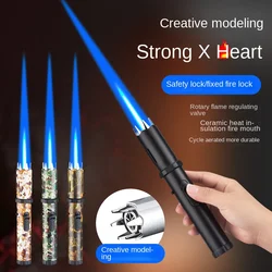 Powerful Windproof Blue Flame Jet Torch Gas Lighter Outdoor Cigar Barbecue Cooking Kitchen Butane Refillable Metal Welding Gun