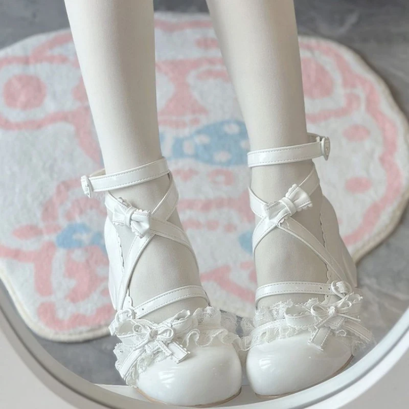 2026 Spring/Fall Mary Jane Leather Flats for Women -Bowknot Height-Increasing Single Shoes, Leg-Lengthening Cute Commuter Shoes