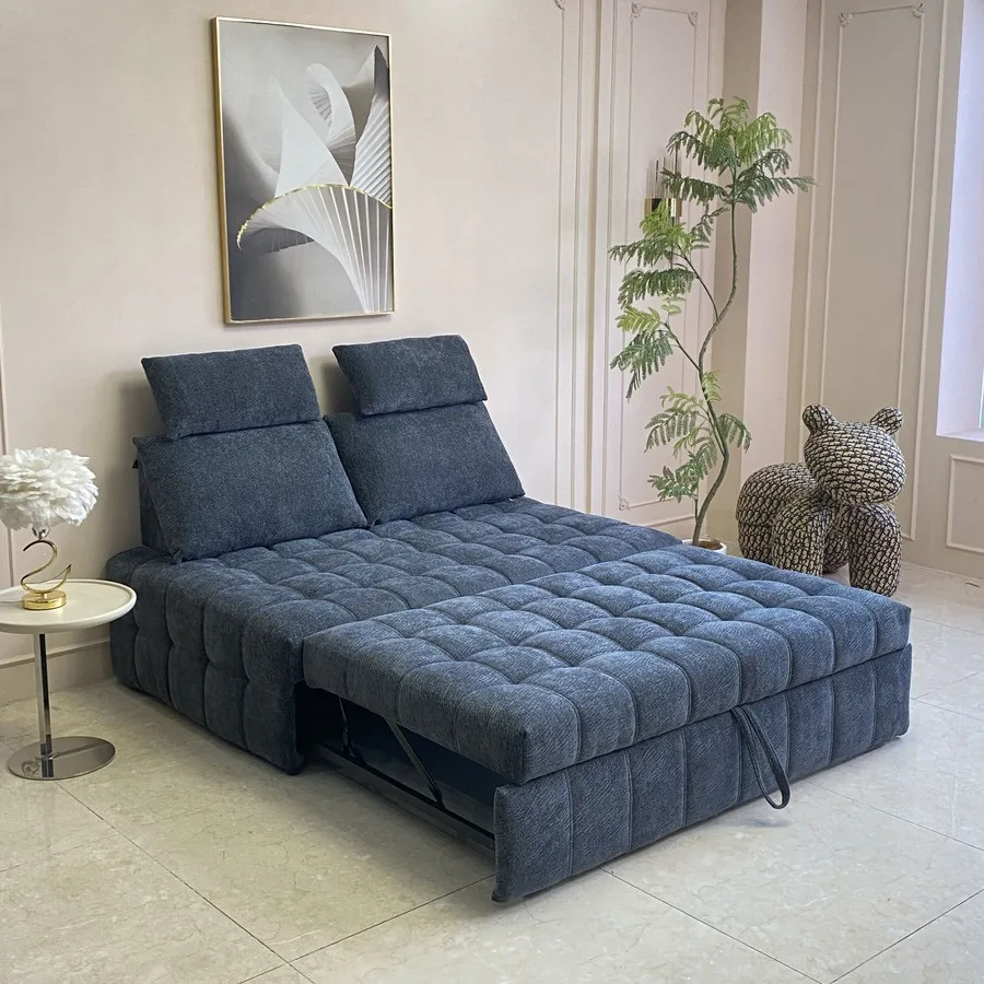 #LIANGTE 2-Seat Modern PU Leather Electric Heated Foldable Adjustable Height Metal Multi-Purpose Sofa Bed Set Home Living Room