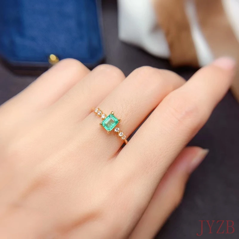 2022 925 sterling silver women's sterling silver ring natural Colombian emerald wedding engagement ring jewelry new